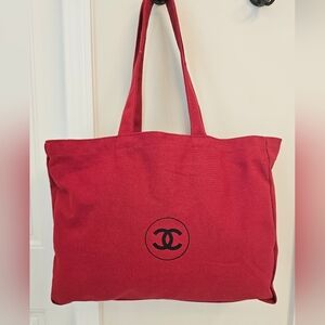 💕Chanel Dark Pink Canvas Tote Bag